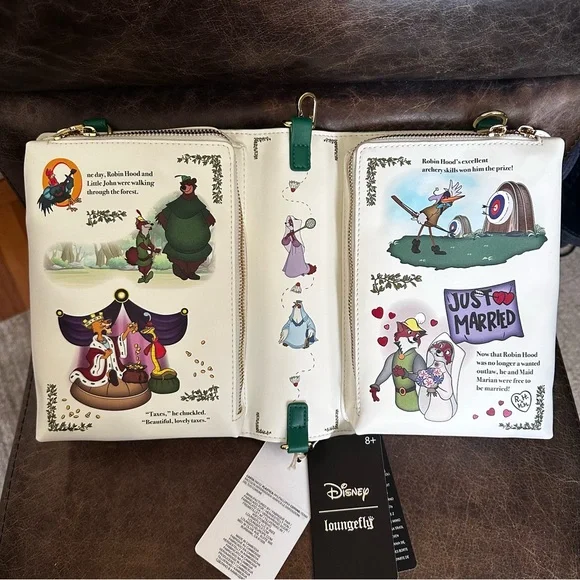 Disney Robin Hood Book Convertible Crossbody Loungefly Bag: NWT - Picture 10 of 16